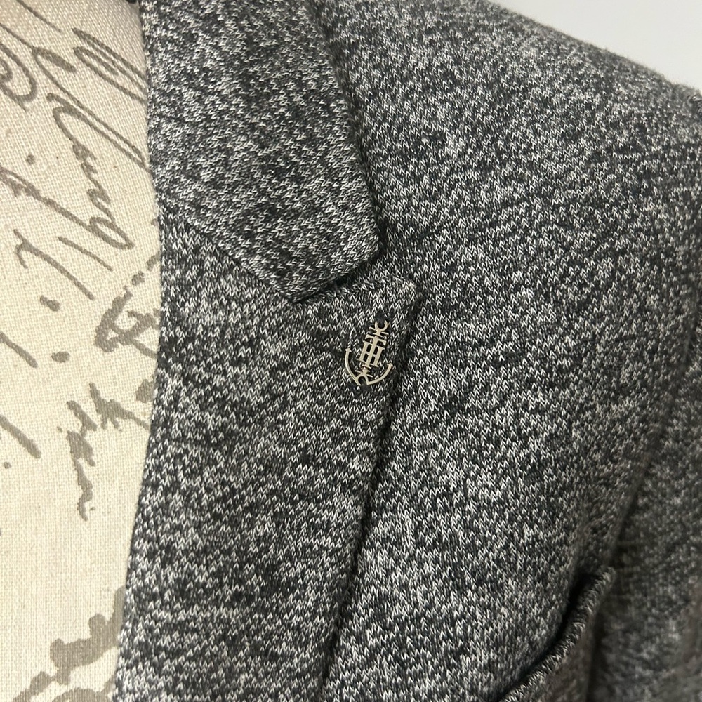 Tommy Hilfiger Charcoal Knit Blazer with Black Suede Elbow Patches. Sz 12 - Picture 2 of 4